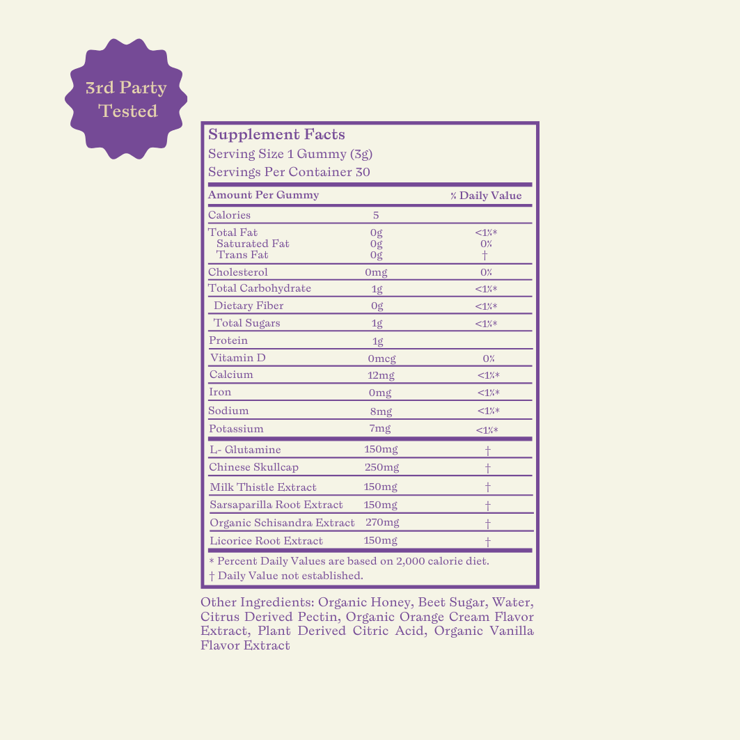 Back label of Subluna supplement showing full ingredient list – available in Australia at Born Primal