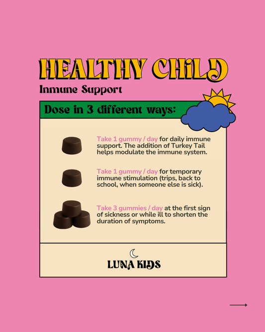 Subluna Australia kids gummy dosage guide – daily, short-term, or illness support. Shop Subluna immune gummies at Born Primal.