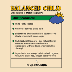 Subluna Balanced Child gummies quality promises, organic and additive-free, available in Australia.